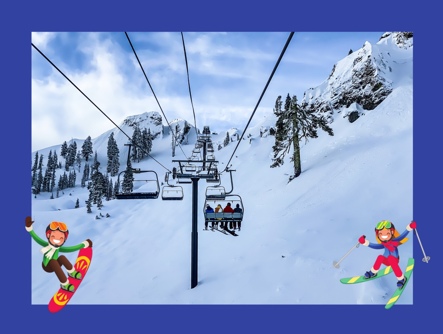 Une carte postale représentant le ski, sport d'hiver incontournable
