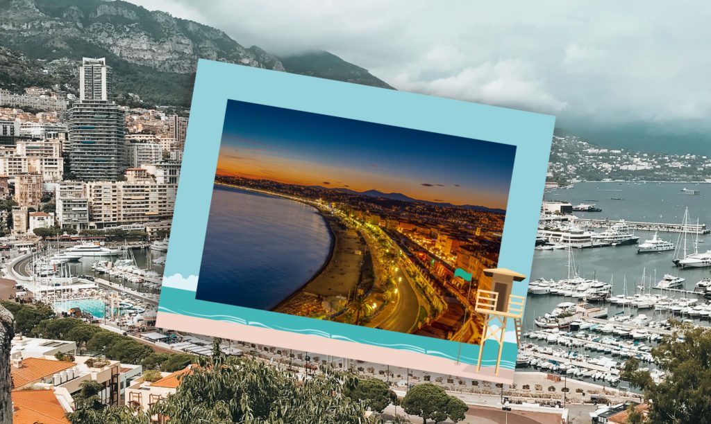 une carte représentant Nice, superbe ville de la Côte d'Azur