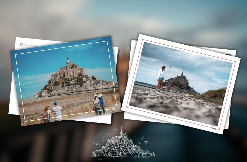 Deux cartes postales personnalisés sur le theme du Mont Saint Michel
