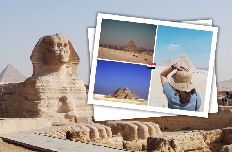 carte postale d'Egypte  après la visite d'une des 7 Merveilles du Monde