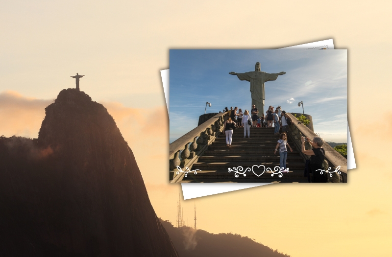 carte postale du Brésil  après la visite d'une des7 Merveilles du Monde