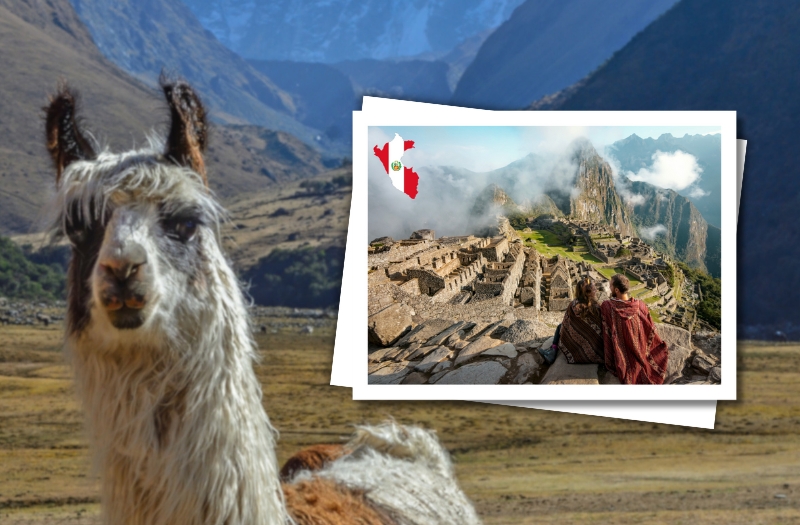 carte postale du Pérou  après la visite d'une des7 Merveilles du Monde