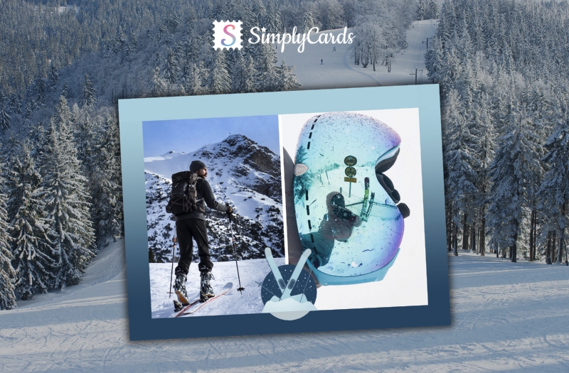 carte postale avec des photos prises lors du ski de randonnée