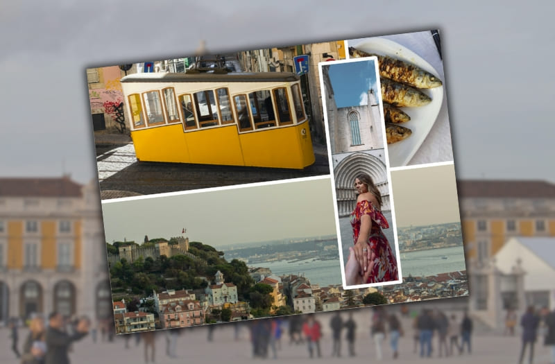une carte postale de la lune de miel à Lisbonne, Portugal.