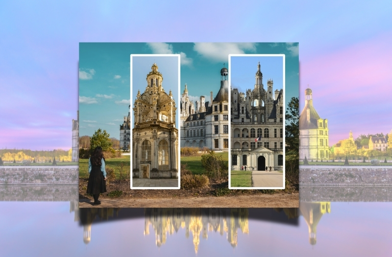 carte postale d'un châteux de la Loire : Château de Chambord.