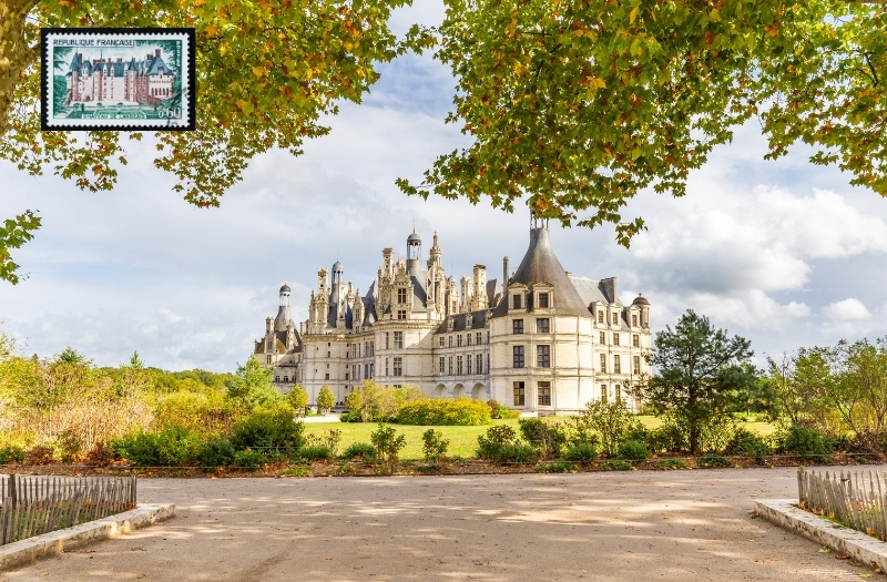 carte postale personnalisée des châteaux de la Loire