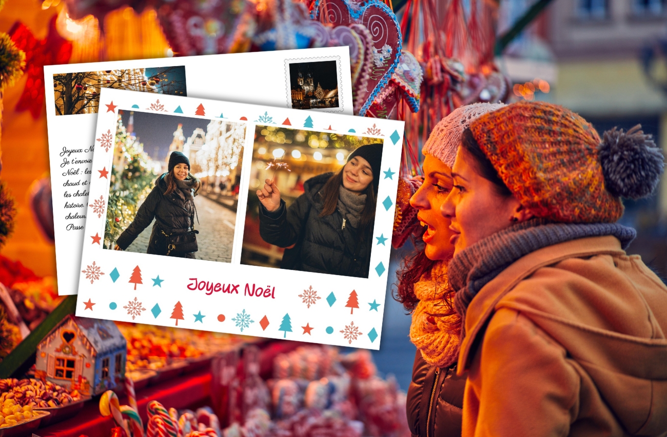 Carte postale marché de noel