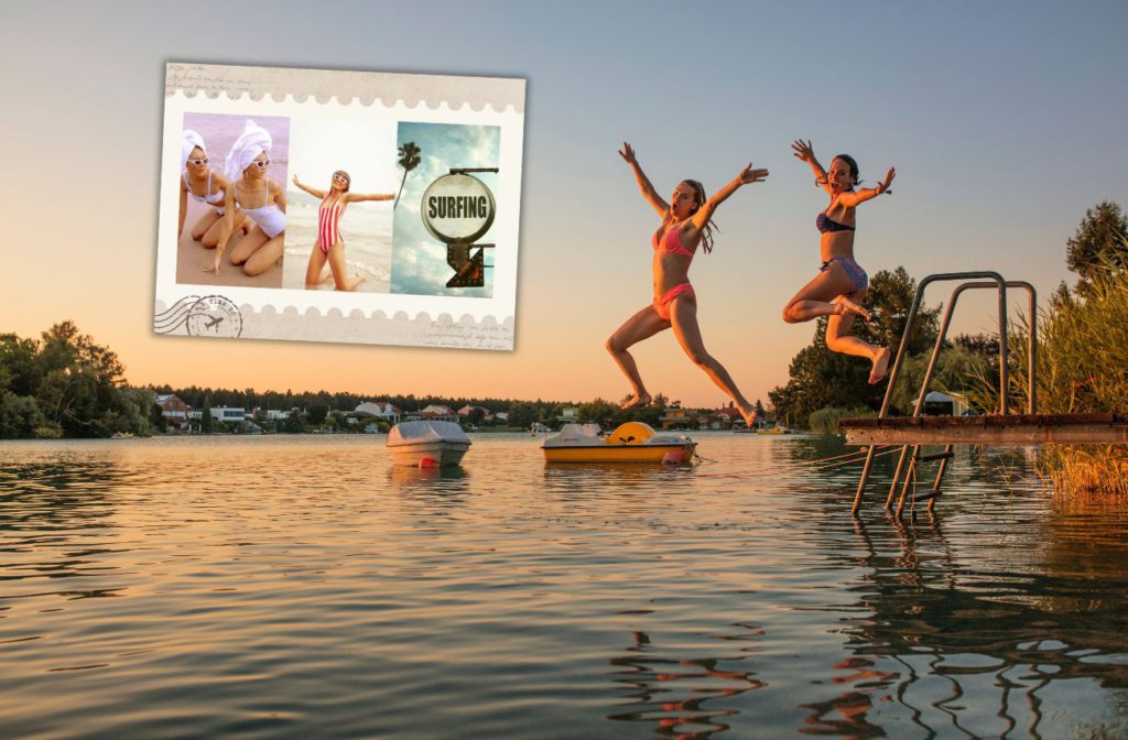 carte postale personnalisée organisation vacances d'été à la plage