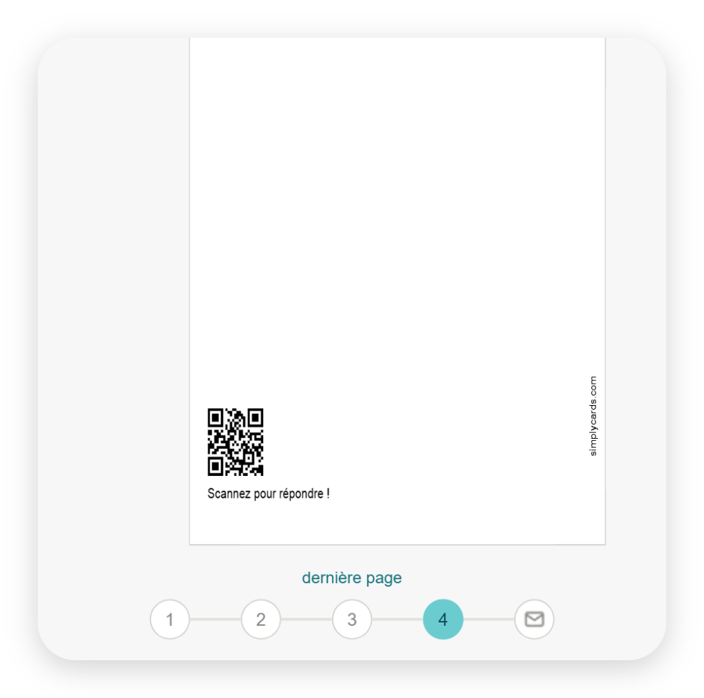 Carte Duo SimplyCards : dernière page avec le QR code de réponse et la mention « Scannez pour répondre ! »