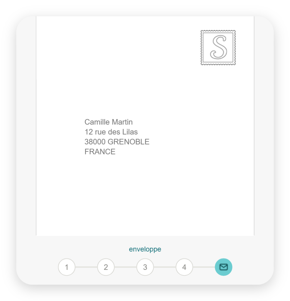 Carte Duo SimplyCards : enveloppe avec l'adresse du destinataire
